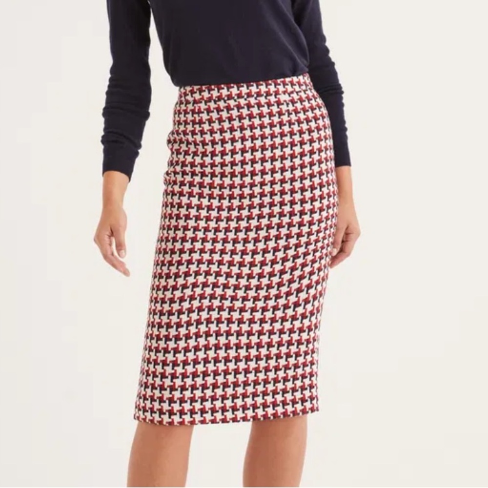 Boden Clara Textured Tweed Wool Blend Houndstooth Pencil Skirt